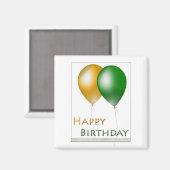 Happy Birthday Balloons Green und Gold Magnet (Vorderseite/Rückseite)
