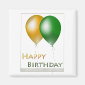 Happy Birthday Balloons Green und Gold Magnet (Vorne)