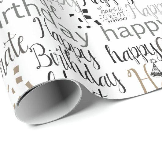 Happy Birthday Balloons Hats Celebration Geschenkpapier (Rolleneckpunkt)