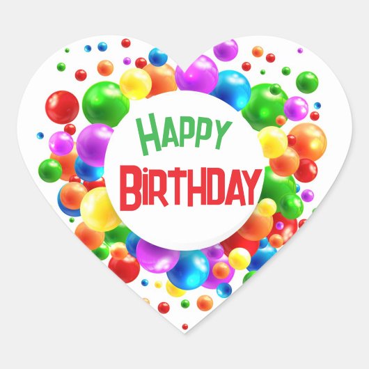 Happy Birthday Balloons Herz-Aufkleber