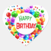 Happy Birthday Balloons Herz-Aufkleber (Vorderseite)