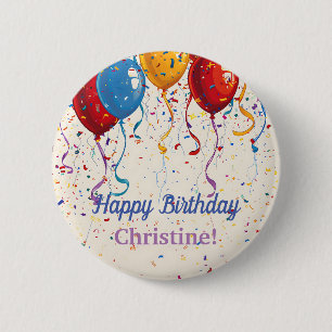 Happy Birthday Balloons individualisierbares Desig Button