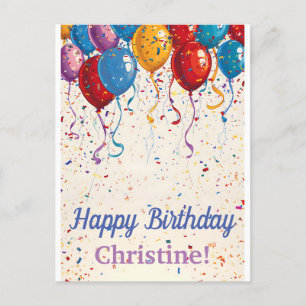 Happy Birthday Balloons individualisierbares Desig Postkarte