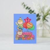 Happy Birthday Balloons Junge 1 Jahr alt Postkarte (Stehend Vorderseite)