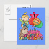 Happy Birthday Balloons Junge 1 Jahr alt Postkarte (Vorne/Hinten)