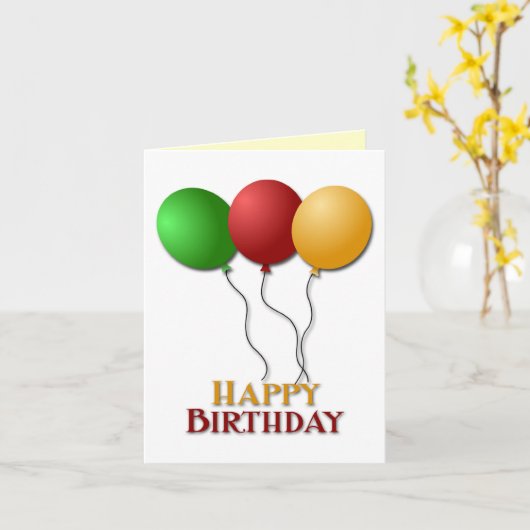 Happy Birthday Balloons Karte (Gelbe Blume)