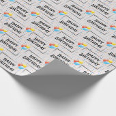 Happy Birthday Balloons on dots Geschenkpapier (Ecke)