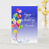 Happy Birthday Balloons Personalisiert Karte (Gelbe Blume)
