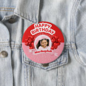 Happy Birthday Balloons Pink & Red Foto Button (Beispiel)