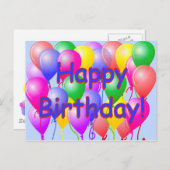 Happy Birthday Balloons Postcard Postkarte (Vorne/Hinten)