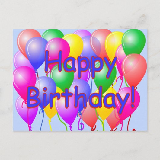 Happy Birthday Balloons Postcard Postkarte (Vorderseite)