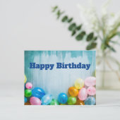 Happy Birthday Balloons Postkarte (Stehend Vorderseite)