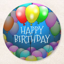 Happy Birthday Balloons Round Paper Untersetzer