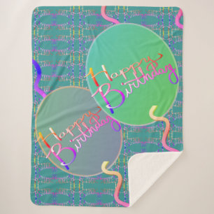 Happy Birthday Balloons Sherpa Blanket Sherpadecke