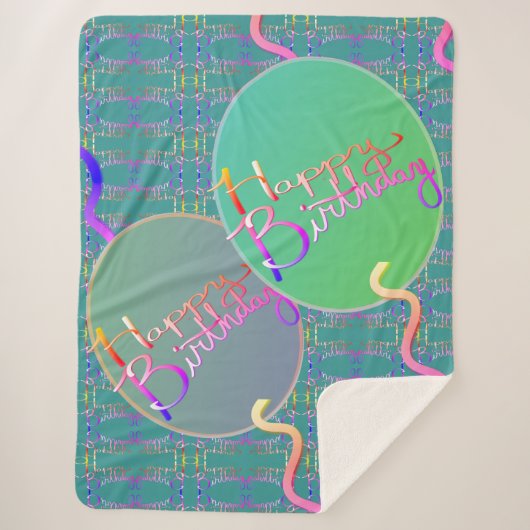 Happy Birthday Balloons Sherpa Blanket Sherpadecke (Vorderseite)