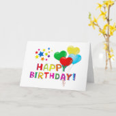 Happy Birthday Balloons Stars Karte (Gelbe Blume)