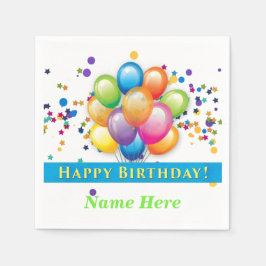 Happy Birthday Balloons - TEMPLATE CUSTOMIZE Serviette