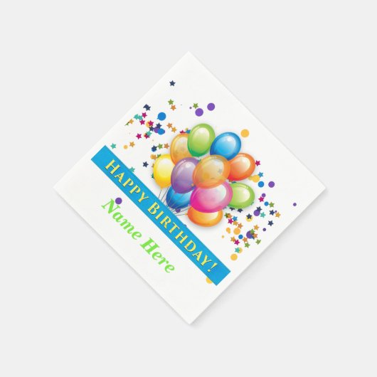 Happy Birthday Balloons - TEMPLATE CUSTOMIZE Serviette (Ecke)