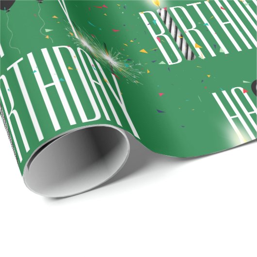 Happy Birthday Balloons und Confetti Geschenkpapier (Rolleneckpunkt)