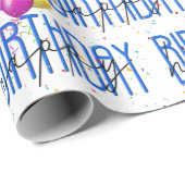 Happy Birthday Balloons und Confetti Geschenkpapier (Rolleneckpunkt)