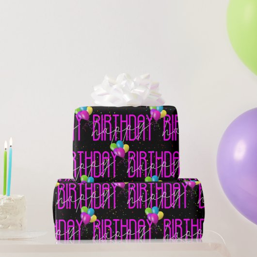 Happy Birthday Balloons und Confetti Geschenkpapier (Partygeschenke)