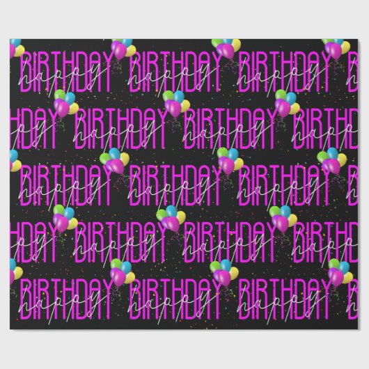 Happy Birthday Balloons und Confetti Geschenkpapier (Flach)