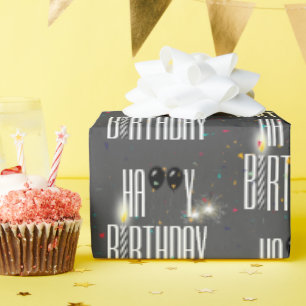 Happy Birthday Balloons und Confetti Geschenkpapier
