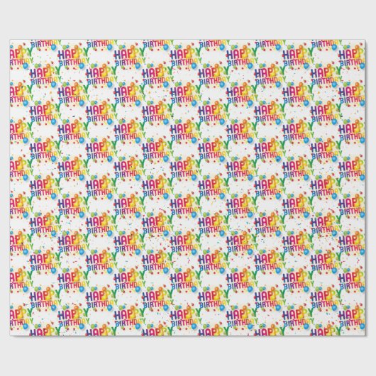 Happy Birthday Balloons und Confetti Geschenkpapier (Flach)
