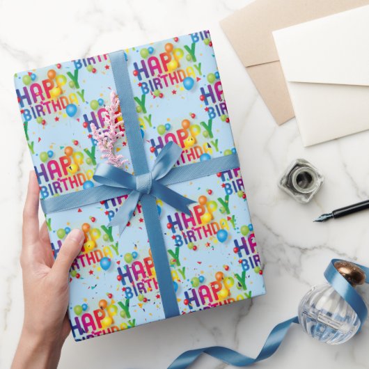 Happy Birthday Balloons und Confetti Wrapping Pape Geschenkpapier (Schenken)