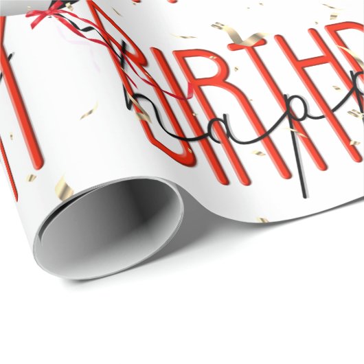 Happy Birthday Balloons und Gold Confetti Geschenkpapier (Rolleneckpunkt)
