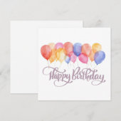 Happy Birthday Balloons Watercolor Geburtstagkarte (Vorne/Hinten)