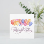 Happy Birthday Balloons Watercolor Geburtstagkarte (Stehend Vorderseite)