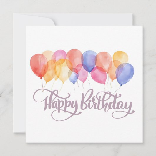 Happy Birthday Balloons Watercolor Geburtstagkarte (Vorderseite)