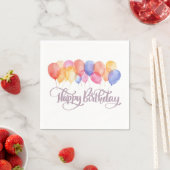 Happy Birthday Balloons Watercolor Geburtstagspart Serviette (Beispiel)