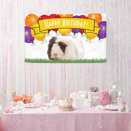 Happy Birthday Balloons Weiße Guinea Pig Gelb Banner (Party)