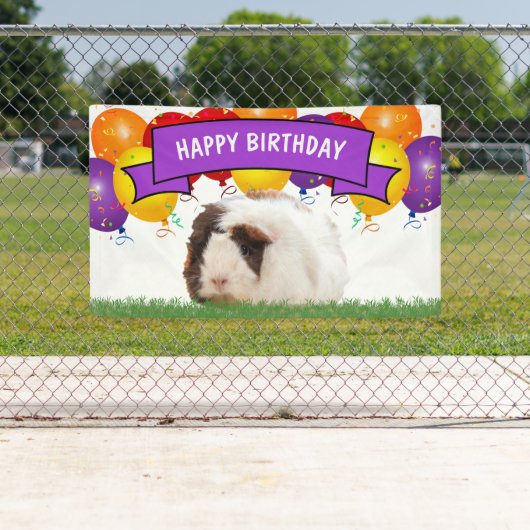 Happy Birthday Balloons White Guinea Pig Lila Banner (Insitu)