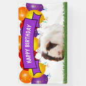 Happy Birthday Balloons White Guinea Pig Lila Banner (Vertikal)