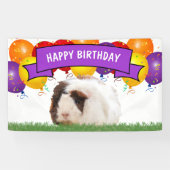 Happy Birthday Balloons White Guinea Pig Lila Banner (Horizontal)