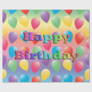 Happy Birthday Balloons Wrapping Paper Geschenkpapier