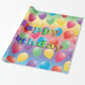Happy Birthday Balloons Wrapping Paper Geschenkpapier (Ungerollt)