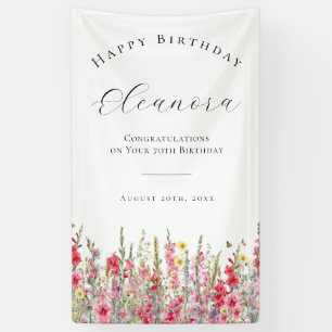 Happy Birthday Banner 70. August Birth Blume