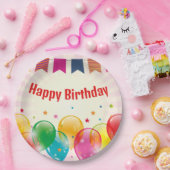 Happy Birthday Banner Balloons Pappteller (Party)