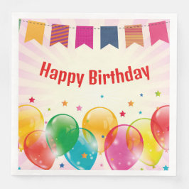 Happy Birthday Banner Balloons Serviette