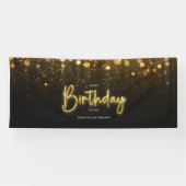 Happy Birthday Banner Black Glitzer (Horizontal)