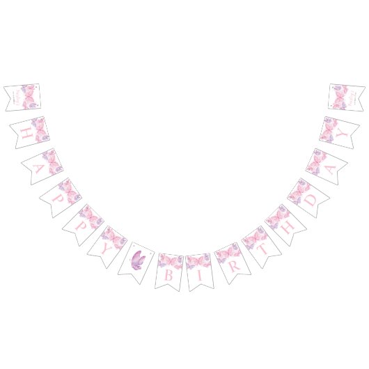 Happy Birthday Banner Girls Butterfly Bunting (Alle)