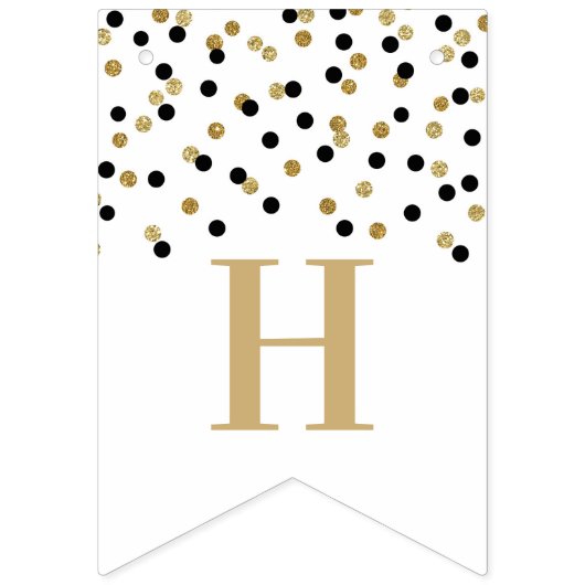 Happy Birthday Banner Gold Black Confetti (Zweite Fahne)