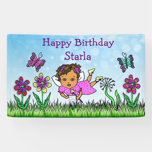 Happy Birthday Banner Lila Fairy (Horizontal)