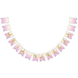 Happy Birthday Banner Ombre Beige Pink