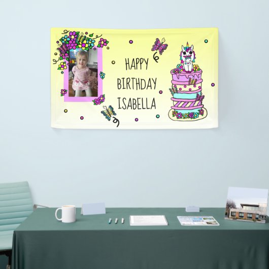 Happy Birthday Banner Personalisiert Unicorn (Messeveranstaltung)