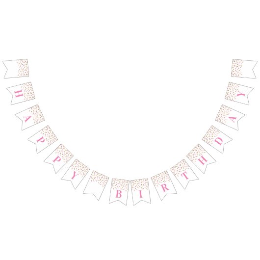 Happy Birthday Banner Pink Gold Confetti (Alle)
